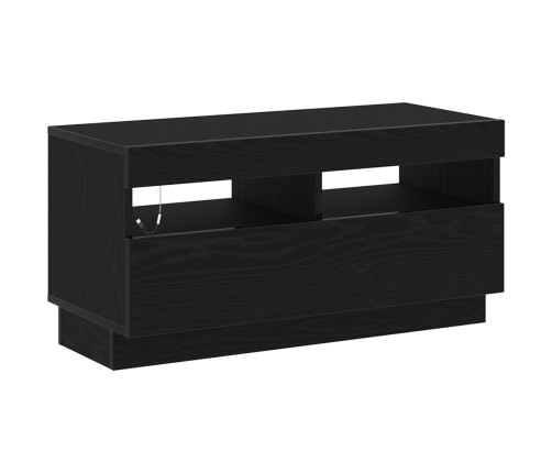Mueble de TV  con luces LED en roble negro, 80x35x40 cm, de madera