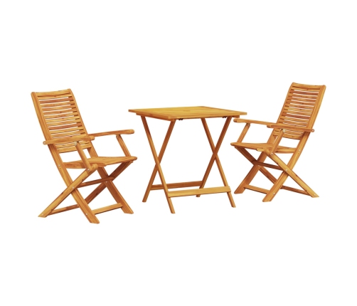 Conjunto de Bistro Plegable de 3 Piezas de Madera de Acacia