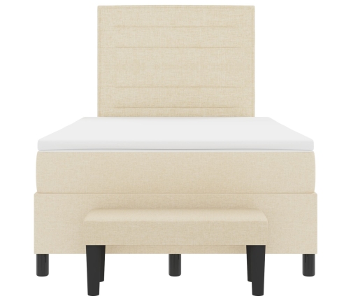 Cama Box Spring con Colchón y Banco Crema 120x200 cm Tela