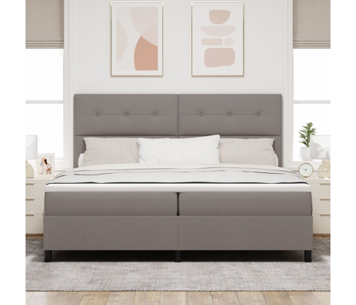 Cama con somier y colchón y LED Taupe 200x200 cm Tela