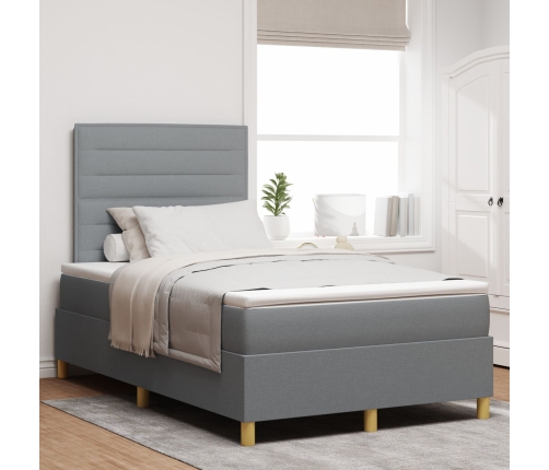 Cama Box Spring  con Colchón Gris Claro 120x200 cm Tela