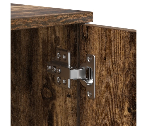 Marco de Cama con Almacenamiento Roble Ahumado Madera Elaborada