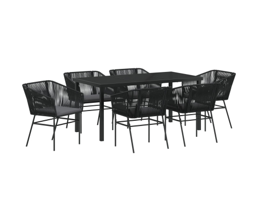 Set de 4 Negro Poliratán PE Estándar Duradero Silla de Jardín