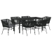 Set de 4 Negro Poliratán PE Estándar Duradero Silla de Jardín