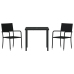Set de comedor de jardín  de 3 piezas de ratán polimérico negro