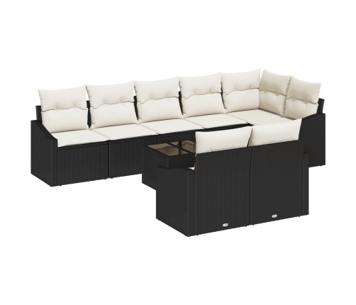 Conjunto de Sofá Jardín  Set de 9 Negro, Crema Ratan Polimérico