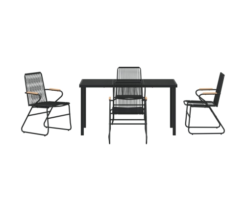 Juego de Comedor de Jardín  5 Piezas Negro Ratán de PVC