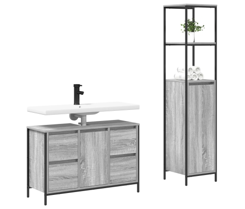 Conjunto de mueble de baño de 2 piezas  Gris Sonoma de madera elaborada