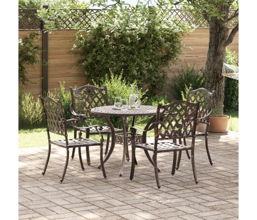 Conjunto de Comedor de Jardín de 5 Piezas de Bronce de Aluminio Fundido