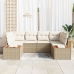 Juego de Sofá de Jardín de 6 Piezas con Cojines Beige Poli Rattan Acacia