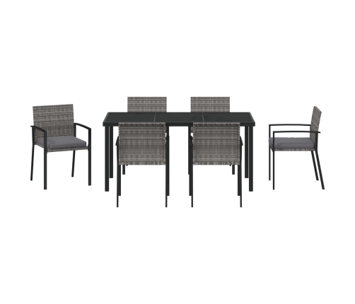 Conjunto de Comedor de Jardín de 7 Piezas Gris Poliratán