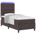 Cama con Somier  con Colchón & Luz LED Marrón Oscuro 90x200 cm Tela
