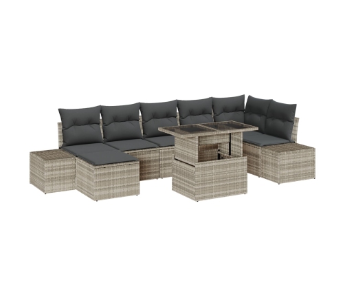 Conjunto de Sofá de Jardín  8 Piezas Gris Mimbre