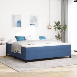 Cama con Somier de  Azul 200x200 cm Tela de Pana