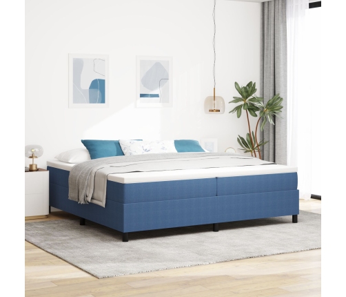 Cama con Somier de  Azul 200x200 cm Tela de Pana