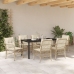 Juego de Comedor de Jardín de 7 Piezas con Cojines Beige Ratán Polímero