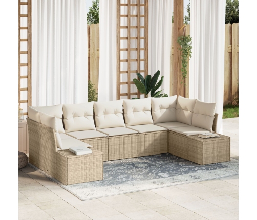 Conjunto de sofá de jardín  de 7 piezas con cojines Beige Polyratán