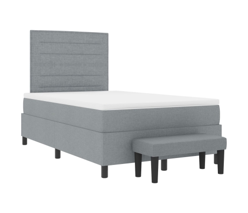 Cama con Canon  con Colchón y Banco Gris Claro 120x200 cm Tela