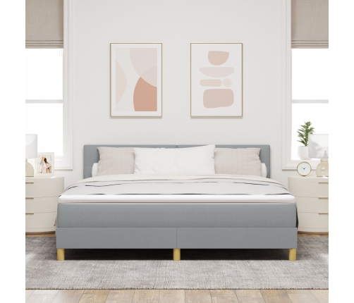 Cama de Somier con Colchón Gris Claro 180x200 cm Tela