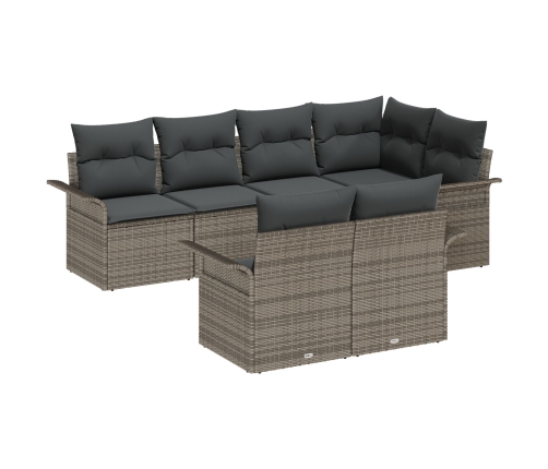 Set de Sofás de Jardín de 7 Piezas con Cojines Gris de Ratán Sintético