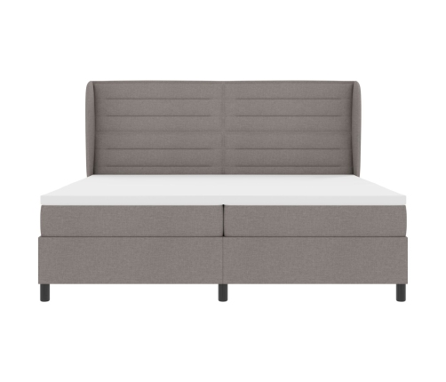 Cama con somier  y colchón taupe 200x200 cm en tela