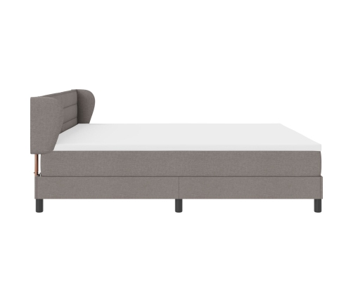 Cama Box Spring  con Colchón Taupe 200x200 cm Tela