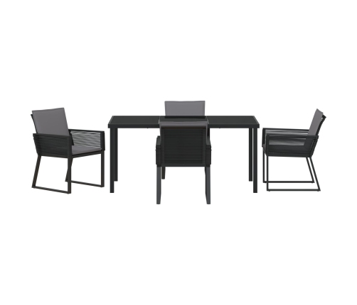 Juego de Comedor de Jardín  de 5 Piezas con Cojines Negro Poliratán