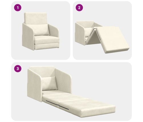 Sofá Cama de Piso  2 en 1 Crema 65x80x83 cm Terciopelo