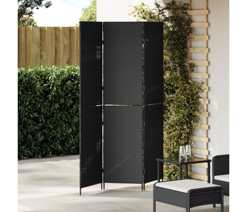 Biombo  de 3 paneles plegable negro 146x180 cm de poliratán