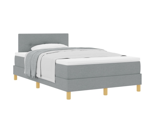 Cama con Base de Caja con Colchón Gris Claro 120x200 cm Tela