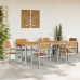 Conjunto de Comedor de Jardín  Set de 7 Gris y Madera Natural
