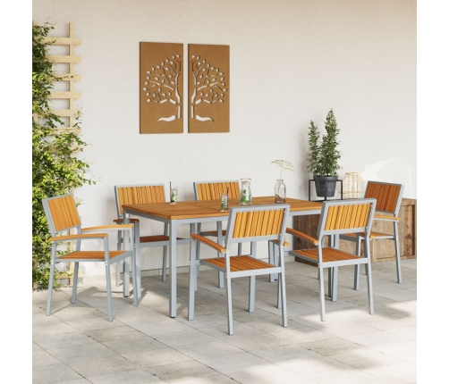 Conjunto de Comedor de Jardín  7 Piezas Gris Metal Resistente