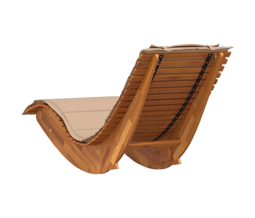 Tumbona de sol Set de 2 Beige Madera y tela tapizada Grande