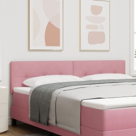 Cabecero  con botones tapizado en terciopelo rosa de 180 cm