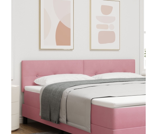 Cabecero  con botones tapizado en terciopelo rosa de 180 cm