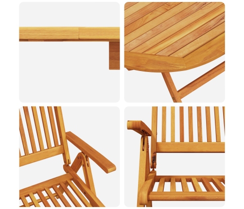 Juego de Comedor de Jardín de 5 Piezas de Madera Sólida de Acacia