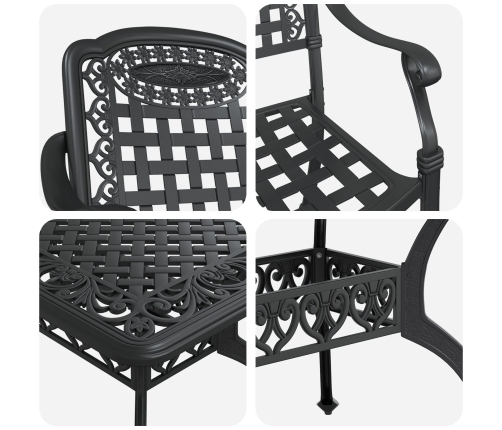 Juego de 3 Negro Aluminio Fundido Mediana