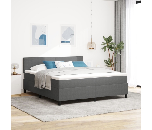 Cama con Box Spring  y Luz LED Gris Claro Super King de Tejido de Corduroy