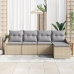 Sofá de Jardín Juego de 5 Beige, Gris Ratán, Poliéster
