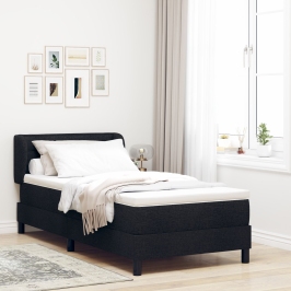 Cama Box Spring de  con Colchón Negro 100x200 cm de Tela