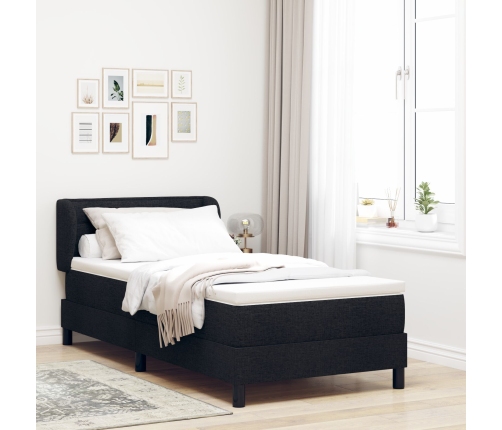 Cama Box Spring de  con Colchón Negro 100x200 cm de Tela