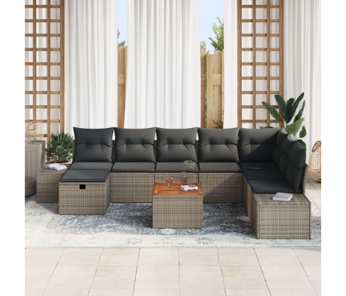 Juego de Sofá de Jardín  Conjunto de 9 Gris, Negro