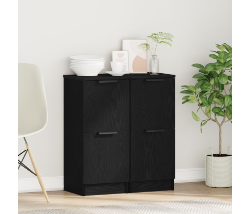 Aparadores 2 pcs en Roble Negro, 30x30x70 cm, Hecho de Madera Elaborada