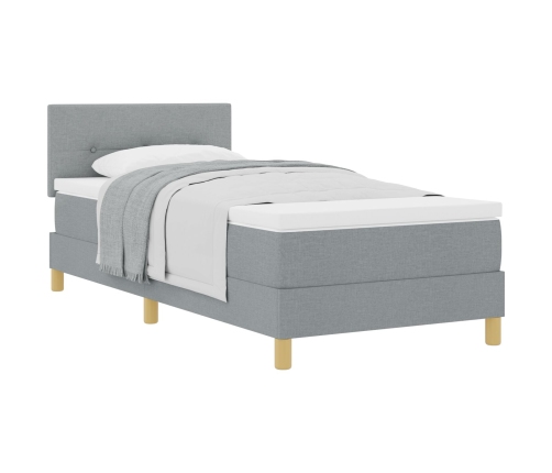 Cama Box Spring  con colchón gris claro 90x200 cm tela