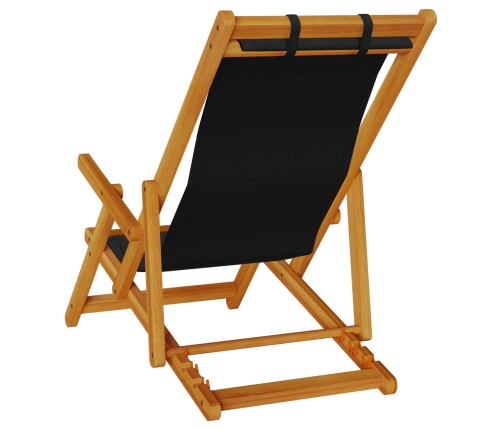Sillas de playa plegables  2 pcs Negro Madera maciza de Acacia y Textileno