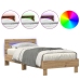 Estructura de Cama  con Luces LED Roble Artisan 90x200 cm Madera Ingenierizada