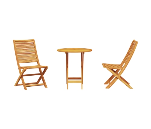 Juego de Bistro Plegable de 3 Piezas en Madera Maciza de Acacia