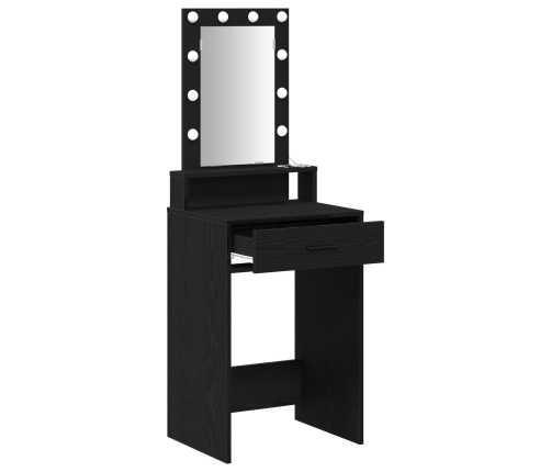 Mesa de tocador  con luces LED en color roble negro 50x41x140 cm