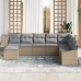Conjunto de Comedor de Jardín de 8 Piezas con Cojines Beige de Ratán Polimérico