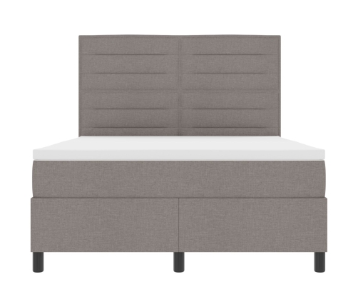 Cama con Box Spring  y colchón taupe 140x190 cm tela